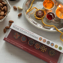 Load image into Gallery viewer, Rakhi Gift Hampers- Mandala Rakhi with Wine Glass Charms