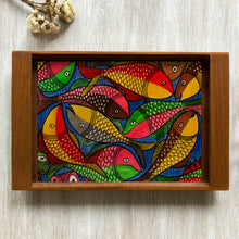 Load image into Gallery viewer, Teak Wood Tray - Kalighat Pat Fish