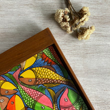 Load image into Gallery viewer, Teak Wood Tray - Kalighat Pat Fish