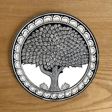 Load image into Gallery viewer, Trivet, round - Patachitra Tree, Peepul