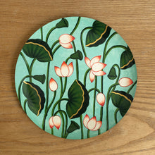 Load image into Gallery viewer, Trivet, round - Pichwai Lotus Green