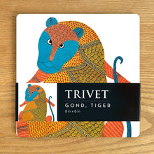 Load image into Gallery viewer, Trivet - square - Gond Tiger