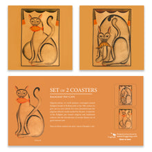 Load image into Gallery viewer, Coasters set of 2 - Kalighat Pat Cats