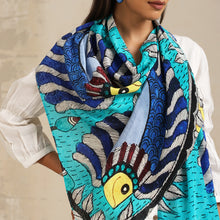Load image into Gallery viewer, Scarf Crepe - Madhubani Fish