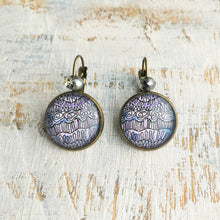 Load image into Gallery viewer, 18 mm Round Lever Back With Beads - Nature Inspired Art - Blue Web