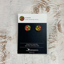 Load image into Gallery viewer, Studs - Papier-mâché Kashmir red & green painted box, detail