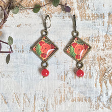 Load image into Gallery viewer, Hanging Earrings with Bead - Gul-Andar-Gul Naqashi Kashmir