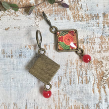 Load image into Gallery viewer, Hanging Earrings with Bead - Gul-Andar-Gul Naqashi Kashmir