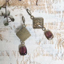 Load image into Gallery viewer, Hanging Earrings with Bead - Gold Leaf, Painted Medallion Kashmir