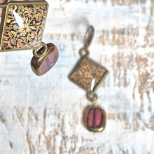 Load image into Gallery viewer, Hanging Earrings with Bead - Gold Leaf, Painted Medallion Kashmir