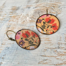 Load image into Gallery viewer, 25 mm Round Lever Back - Mughal Flower Miniature