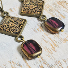 Load image into Gallery viewer, Hanging Earrings with Bead - Gold Leaf, Painted Medallion Kashmir