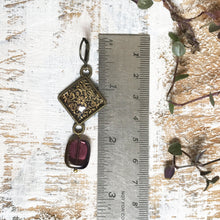 Load image into Gallery viewer, Hanging Earrings with Bead - Gold Leaf, Painted Medallion Kashmir