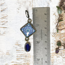 Load image into Gallery viewer, Hanging Earrings with Bead - Mosaic Islamic Pattern Blue