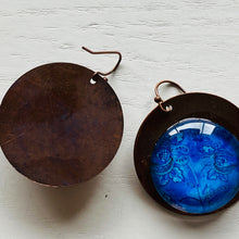 Load image into Gallery viewer, Round Copper Earrings with Glass - Mughal Flowers