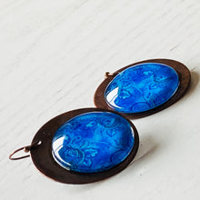 Load image into Gallery viewer, Round Copper Earrings with Glass - Mughal Flowers