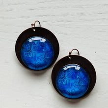 Load image into Gallery viewer, Round Copper Earrings with Glass - Mughal Flowers