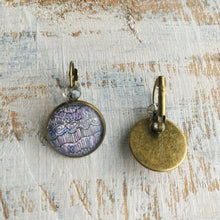 Load image into Gallery viewer, 18 mm Round Lever Back With Beads - Nature Inspired Art - Blue Web