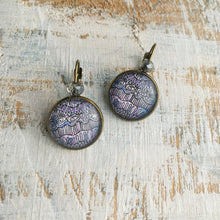 Load image into Gallery viewer, 18 mm Round Lever Back With Beads - Nature Inspired Art - Blue Web