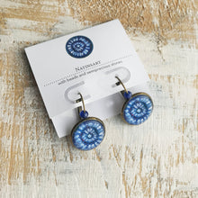 Load image into Gallery viewer, 18 mm Round Lever Back With Beads - Nature Inspired Art - Blue Spiral