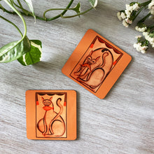 Load image into Gallery viewer, Coasters set of 2 - Kalighat Pat Cats