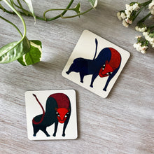 Load image into Gallery viewer, Coasters set of 2 - Gond Leopards