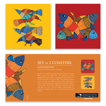 Load image into Gallery viewer, Coasters set of 2 - Gond Fish and Bird