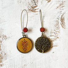 Load image into Gallery viewer, Hoop Earrings with ceramic bead - Mural, Amer Fort, Jaipur India