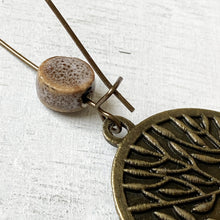 Load image into Gallery viewer, Hoop Earrings with ceramic bead - Ajrakh, Block Print, Brown, Gujarat