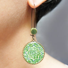 Load image into Gallery viewer, Hoop Earrings with ceramic bead - Ceramic Tile, Mumbai