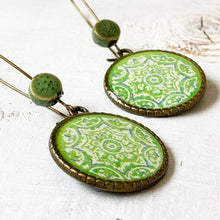 Load image into Gallery viewer, Hoop Earrings with ceramic bead - Ceramic Tile, Mumbai