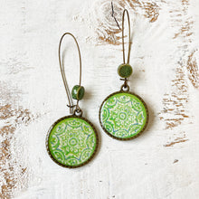 Load image into Gallery viewer, Hoop Earrings with ceramic bead - Ceramic Tile, Mumbai