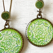 Load image into Gallery viewer, Hoop Earrings with ceramic bead - Ceramic Tile, Mumbai