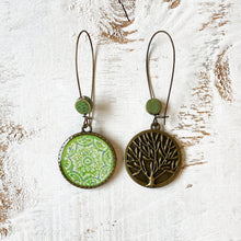 Load image into Gallery viewer, Hoop Earrings with ceramic bead - Ceramic Tile, Mumbai