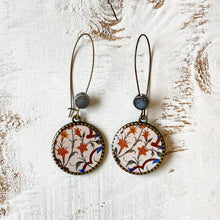 Load image into Gallery viewer, Hoop Earrings with ceramic bead -Mural, City Palace, Jaipur