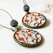 Load image into Gallery viewer, Hoop Earrings with ceramic bead -Mural, City Palace, Jaipur