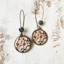 Load image into Gallery viewer, Hoop Earrings with ceramic bead -Mural, City Palace, Jaipur