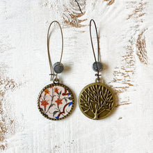 Load image into Gallery viewer, Hoop Earrings with ceramic bead -Mural, City Palace, Jaipur