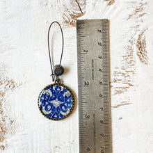 Load image into Gallery viewer, Hoop Earrings with ceramic bead - Mughal Ceramic Platter, Blue