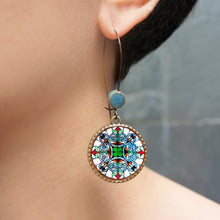 Load image into Gallery viewer, Hoop Earrings with ceramic bead - CSMT - Mumbai, Stained Glass