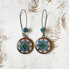 Load image into Gallery viewer, Hoop Earrings with ceramic bead - CSMT - Mumbai, Stained Glass