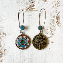 Load image into Gallery viewer, Hoop Earrings with ceramic bead - CSMT - Mumbai, Stained Glass