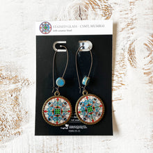 Load image into Gallery viewer, Hoop Earrings with ceramic bead - CSMT - Mumbai, Stained Glass