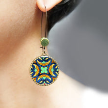 Load image into Gallery viewer, Hoop Earrings with ceramic bead - CSMT (VT) - Mumbai, Stained Glass