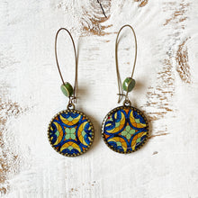 Load image into Gallery viewer, Hoop Earrings with ceramic bead - CSMT (VT) - Mumbai, Stained Glass