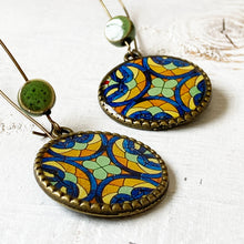 Load image into Gallery viewer, Hoop Earrings with ceramic bead - CSMT (VT) - Mumbai, Stained Glass