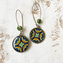 Load image into Gallery viewer, Hoop Earrings with ceramic bead - CSMT (VT) - Mumbai, Stained Glass