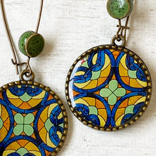Load image into Gallery viewer, Hoop Earrings with ceramic bead - CSMT (VT) - Mumbai, Stained Glass