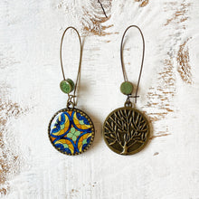 Load image into Gallery viewer, Hoop Earrings with ceramic bead - CSMT (VT) - Mumbai, Stained Glass