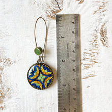 Load image into Gallery viewer, Hoop Earrings with ceramic bead - CSMT (VT) - Mumbai, Stained Glass